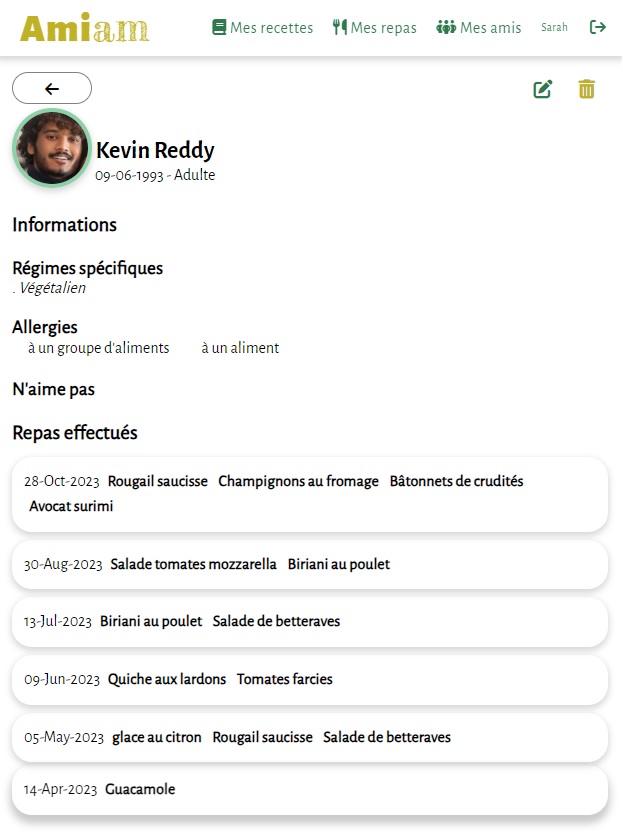 profil d'un ami