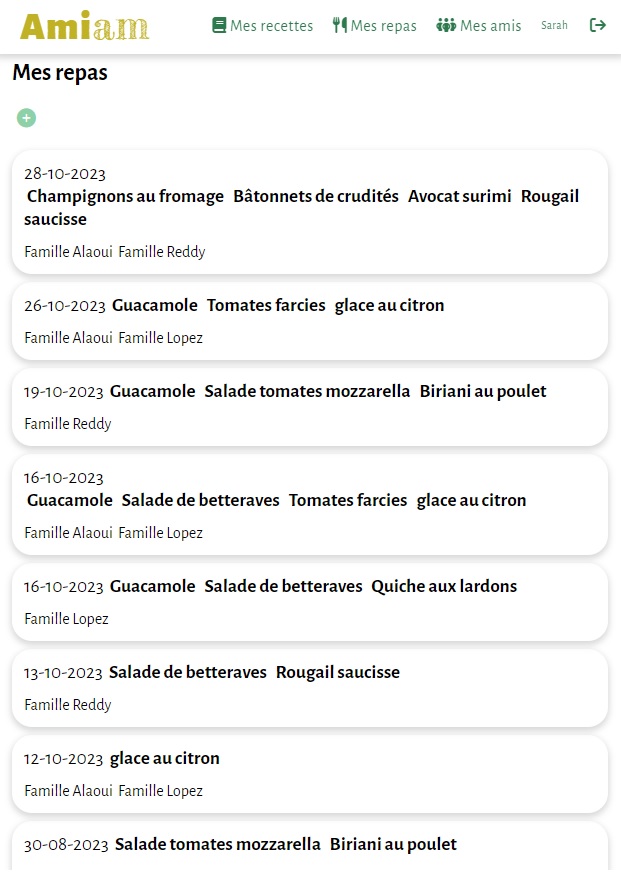 liste des repas