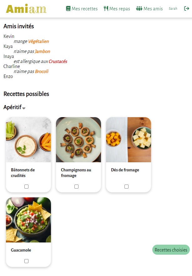 choix d'une recette